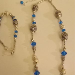 Beautiful blue and silver tone set